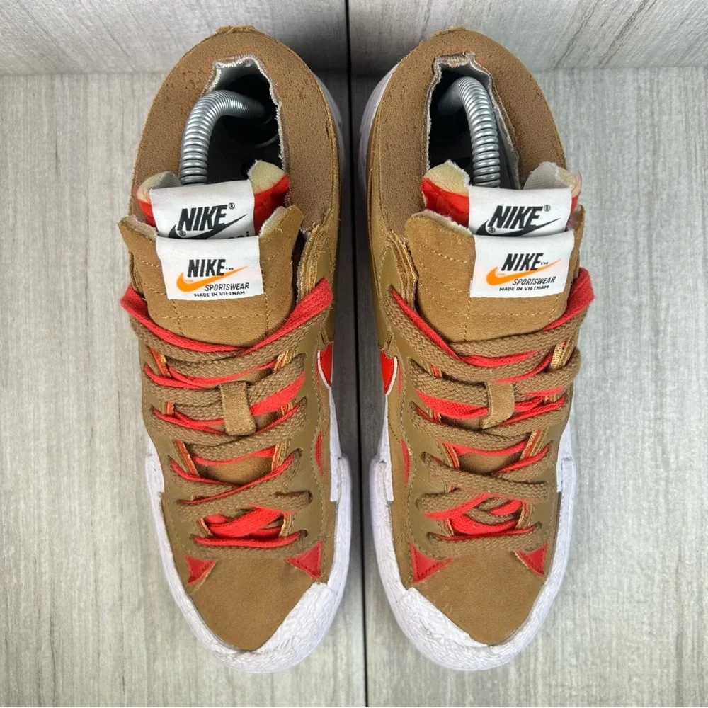 Nike Sacai Blazer Low British Tan Sneakers Casual Shoes Men’s Size 7 Womens 8.5 - Picture 6 of 11